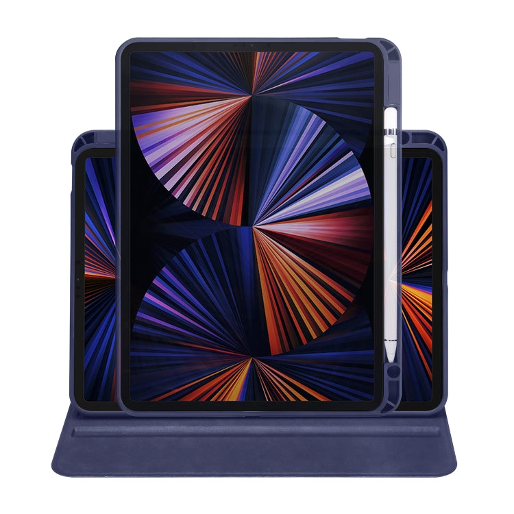 For iPad Air 11 2025 / 2024 Acrylic 360 Degree Rotation Holder Leather Tablet Case(Dark Blue) - More iPad Cases by PMC Jewellery | Online Shopping South Africa | PMC Jewellery | Buy Now Pay Later Mobicred