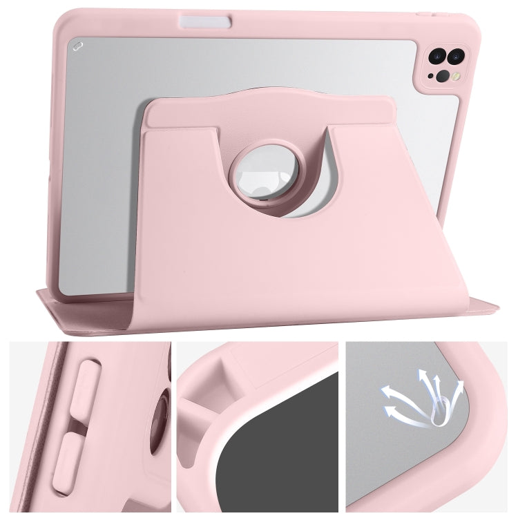 For iPad Pro 11 2024 Acrylic 360 Degree Rotation Holder Leather Tablet Case(Sand Pink) - iPad Pro 11 2024 Cases by PMC Jewellery | Online Shopping South Africa | PMC Jewellery | Buy Now Pay Later Mobicred