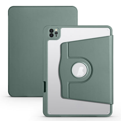 For iPad Pro 13 2024 Acrylic 360 Degree Rotation Holder Leather Tablet Case(Pine Green) - iPad Pro 13 2024 Cases by PMC Jewellery | Online Shopping South Africa | PMC Jewellery | Buy Now Pay Later Mobicred