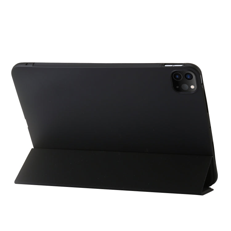 For iPad Pro 11 2024 Three-fold Holder Flip Tablet Leather Case(Black) - iPad Pro 11 2024 Cases by PMC TechLife | Online Shopping South Africa | PMC TechLife | Buy Now Pay Later Mobicred