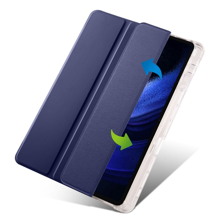 For iPad Pro 13 2024 3-fold Clear TPU Smart Leather Tablet Case with Pen Slot(Dark Blue) - iPad Pro 13 2024 Cases by PMC Jewellery | Online Shopping South Africa | PMC Jewellery | Buy Now Pay Later Mobicred