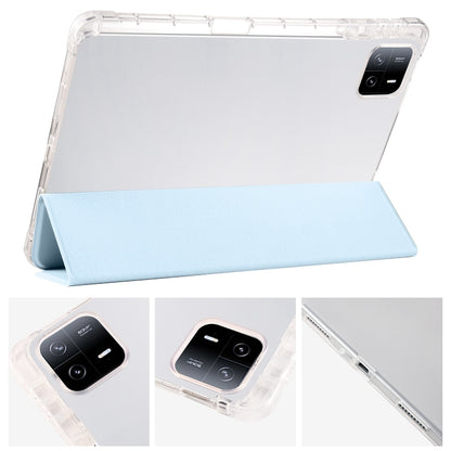 For iPad Pro 11 2024 3-fold Clear TPU Smart Leather Tablet Case with Pen Slot(Ice Blue) - iPad Pro 11 2024 Cases by PMC Jewellery | Online Shopping South Africa | PMC Jewellery | Buy Now Pay Later Mobicred