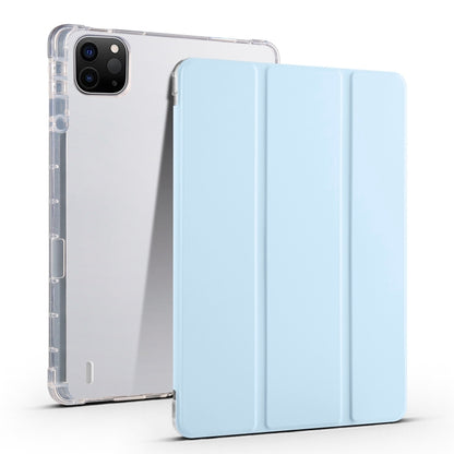For iPad Air 11 2024 3-fold Clear TPU Smart Leather Tablet Case with Pen Slot(Ice Blue) - iPad Air 11 2024 Cases by PMC Jewellery | Online Shopping South Africa | PMC Jewellery | Buy Now Pay Later Mobicred