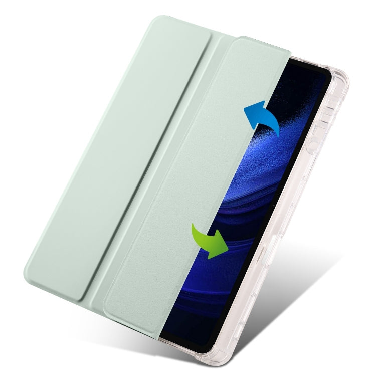 For iPad Air 11 2024 3-fold Clear TPU Smart Leather Tablet Case with Pen Slot(Light Green) - iPad Air 11 2024 Cases by PMC Jewellery | Online Shopping South Africa | PMC Jewellery | Buy Now Pay Later Mobicred