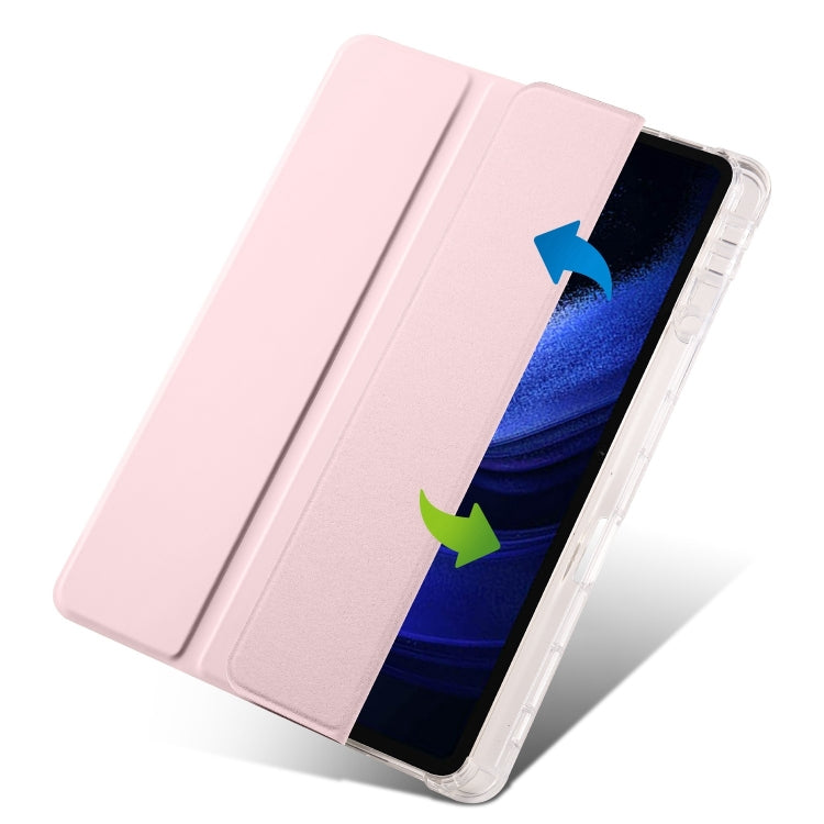 For iPad Air 13 2025 / 2024 3-fold Clear TPU Smart Leather Tablet Case with Pen Slot(Sand Pink) - iPad Air 13 2025 / 2024 Cases by PMC Jewellery | Online Shopping South Africa | PMC Jewellery | Buy Now Pay Later Mobicred