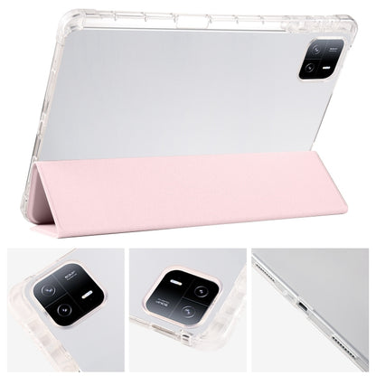 For iPad Air 13 2025 / 2024 3-fold Clear TPU Smart Leather Tablet Case with Pen Slot(Sand Pink) - iPad Air 13 2025 / 2024 Cases by PMC Jewellery | Online Shopping South Africa | PMC Jewellery | Buy Now Pay Later Mobicred