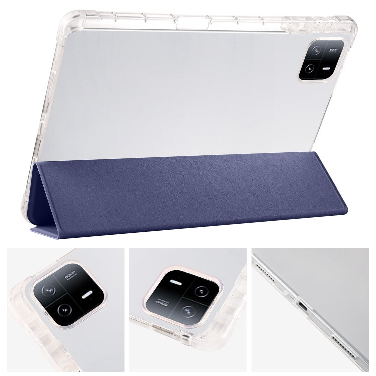 For iPad Air 13 2024 3-fold Clear TPU Smart Leather Tablet Case with Pen Slot(Dark Blue) - iPad Air 13 2024 Cases by PMC Jewellery | Online Shopping South Africa | PMC Jewellery | Buy Now Pay Later Mobicred