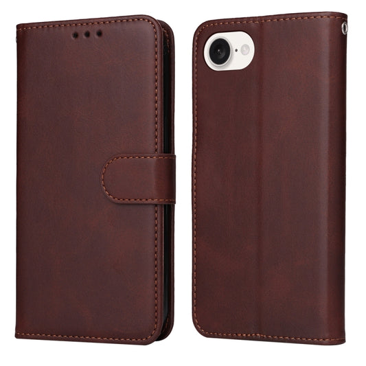 For iPhone 16e Classic Calf Texture Flip Leather Phone Case(Brown) - iPhone 16e Cases by PMC Jewellery | Online Shopping South Africa | PMC Jewellery | Buy Now Pay Later Mobicred