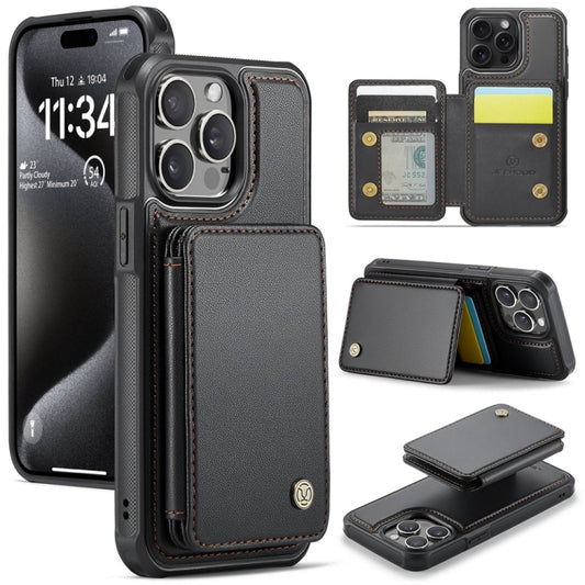 For iPhone 15 Pro Max JEEHOOD J05 Business Magnetic Style RFID Leather Phone Case(Black) - iPhone 15 Pro Max Cases by JEEHOOD | Online Shopping South Africa | PMC Jewellery | Buy Now Pay Later Mobicred