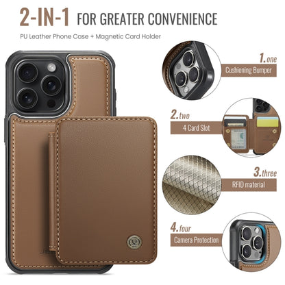 For iPhone 15 JEEHOOD J05 Business Magnetic Style RFID Leather Phone Case(Brown) - iPhone 15 Cases by JEEHOOD | Online Shopping South Africa | PMC Jewellery | Buy Now Pay Later Mobicred