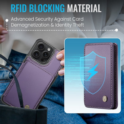 For iPhone 16 Pro JEEHOOD J05 Business Magnetic Style RFID Leather Phone Case(Purple) - iPhone 16 Pro Cases by JEEHOOD | Online Shopping South Africa | PMC Jewellery | Buy Now Pay Later Mobicred