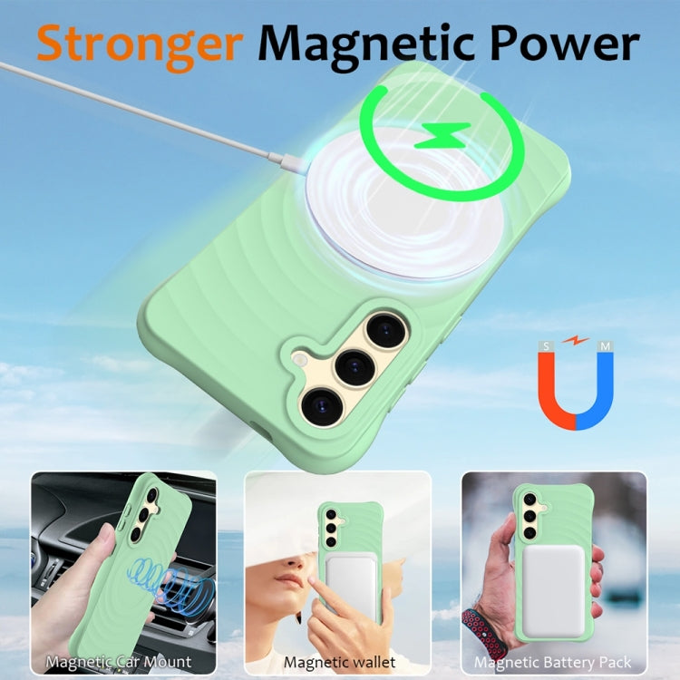 For Samsung Galaxy S25+ 5G Wave Texture MagSafe Magnetic Liquid Silicone Phone Case(Green) - Galaxy S25+ 5G Cases by PMC Jewellery | Online Shopping South Africa | PMC Jewellery | Buy Now Pay Later Mobicred