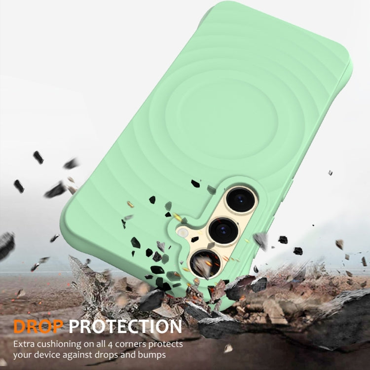 For Samsung Galaxy S25+ 5G Wave Texture MagSafe Magnetic Liquid Silicone Phone Case(Green) - Galaxy S25+ 5G Cases by PMC Jewellery | Online Shopping South Africa | PMC Jewellery | Buy Now Pay Later Mobicred