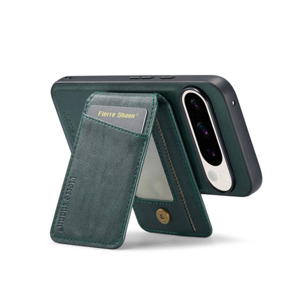 For Google Pixel 9 Fierre Shann Oil Wax Cow Leather Magnetic Card Holder Phone Case(Green) - Google Cases by FIERRE SHANN | Online Shopping South Africa | PMC Jewellery | Buy Now Pay Later Mobicred