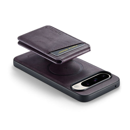 For Google Pixel 9 Fierre Shann Oil Wax Cow Leather Magnetic Card Holder Phone Case(Purple) - Google Cases by FIERRE SHANN | Online Shopping South Africa | PMC Jewellery | Buy Now Pay Later Mobicred