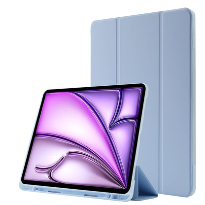 For iPad Air 13 2024 Skin Feel Tri-fold Leather Tablet Case with Pen Slot(Light Blue) - iPad Air 13 2024 Cases by PMC Jewellery | Online Shopping South Africa | PMC Jewellery | Buy Now Pay Later Mobicred