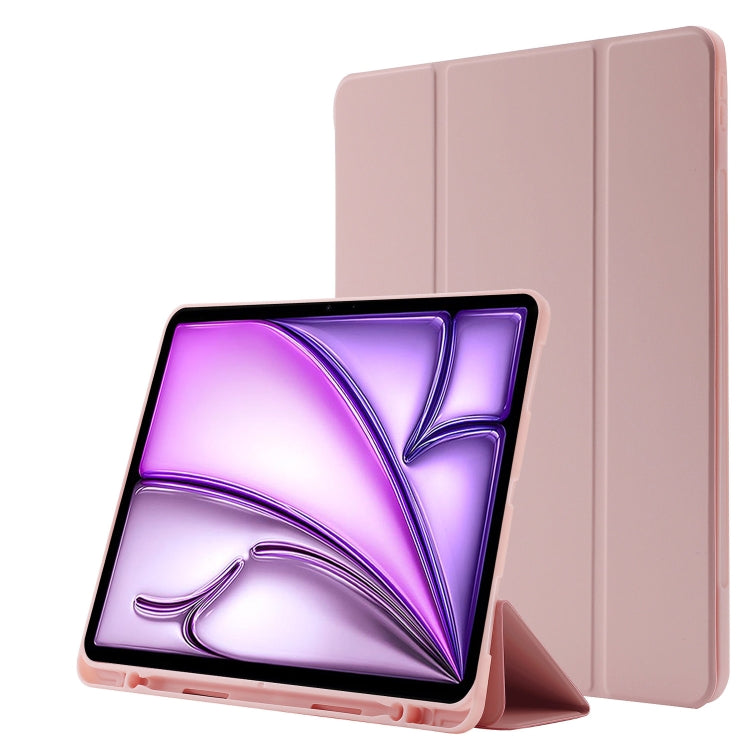 For iPad Air 13 2024 Skin Feel Tri-fold Leather Tablet Case with Pen Slot(Pink) - iPad Air 13 2024 Cases by PMC Jewellery | Online Shopping South Africa | PMC Jewellery | Buy Now Pay Later Mobicred