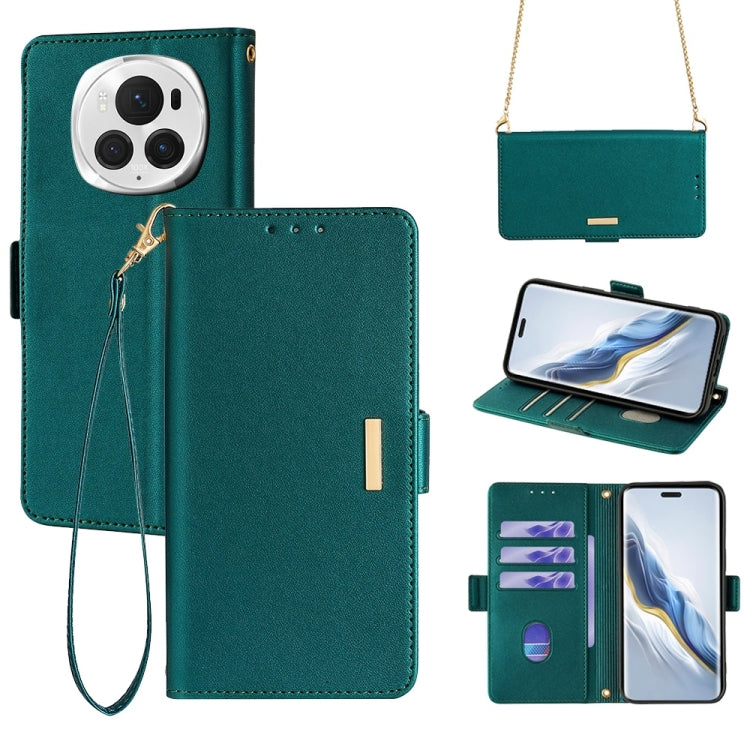 For Honor Magic6 Pro Crossbody Chain Leather Phone Case(Green) - Honor Cases by PMC Jewellery | Online Shopping South Africa | PMC Jewellery | Buy Now Pay Later Mobicred