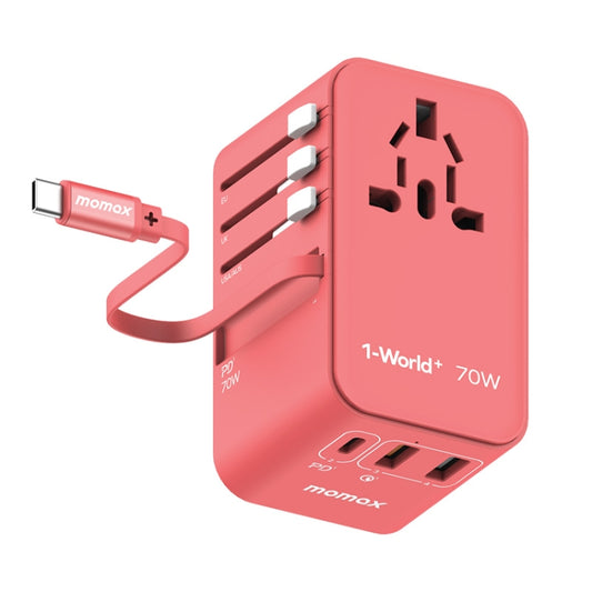 MOMAX 1-World+ 70W Gallium Nitride Expansion Cable Global Conversion Socket Power Adapter(Red) - USB Charger by MOMAX | Online Shopping South Africa | PMC Jewellery | Buy Now Pay Later Mobicred