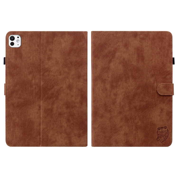 For iPad Pro 11 2024 Embossed Tiger Pattern Leather Tablet Case(Brown) - iPad Pro 11 2024 Cases by PMC TechLife | Online Shopping South Africa | PMC TechLife | Buy Now Pay Later Mobicred