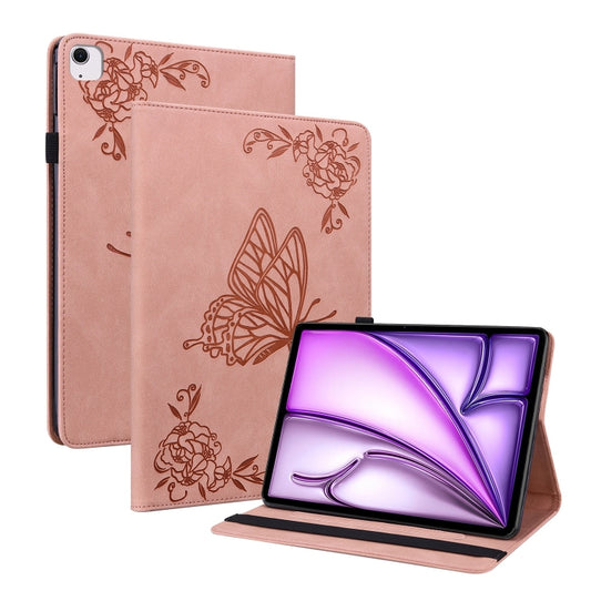 For iPad Air 11 2024 Butterfly Flower Embossed Leather Tablet Case(Rose Gold) - iPad Air 11 2025 / 2024 Cases by PMC Jewellery | Online Shopping South Africa | PMC Jewellery | Buy Now Pay Later Mobicred