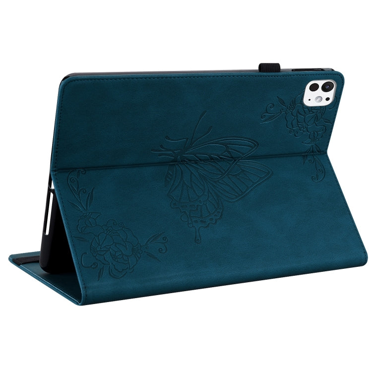 For iPad Pro 11 2024 Butterfly Flower Embossed Leather Tablet Case(Blue) - iPad Pro 11 2024 Cases by PMC TechLife | Online Shopping South Africa | PMC TechLife | Buy Now Pay Later Mobicred