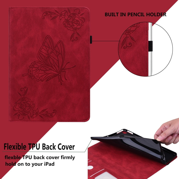 For iPad Pro 11 2024 Butterfly Flower Embossed Leather Tablet Case(Red) - iPad Pro 11 2024 Cases by PMC TechLife | Online Shopping South Africa | PMC TechLife | Buy Now Pay Later Mobicred