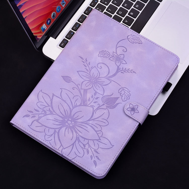 For iPad Air 13 2024 Lily Embossed Leather Smart Tablet Case(Purple) - iPad Air 13 2024 Cases by PMC TechLife | Online Shopping South Africa | PMC TechLife | Buy Now Pay Later Mobicred