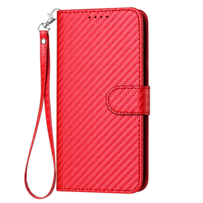 For iPhone 16 Pro Max YX0070 Carbon Fiber Buckle Leather Phone Case with Lanyard(Red) - iPhone 16 Pro Max Cases by PMC Jewellery | Online Shopping South Africa | PMC Jewellery | Buy Now Pay Later Mobicred