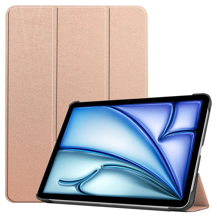 For iPad Air 13 2024 Custer Pure Color 3-Fold Holder Smart Leather Tablet Case(Rose Gold) - iPad Air 13 2024 Cases by PMC Jewellery | Online Shopping South Africa | PMC Jewellery | Buy Now Pay Later Mobicred