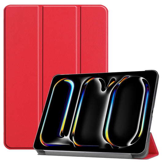 For iPad Pro 13 2024 Custer Pure Color 3-Fold Holder Smart Leather Tablet Case(Red) - iPad Pro 13 2024 Cases by PMC Jewellery | Online Shopping South Africa | PMC Jewellery | Buy Now Pay Later Mobicred