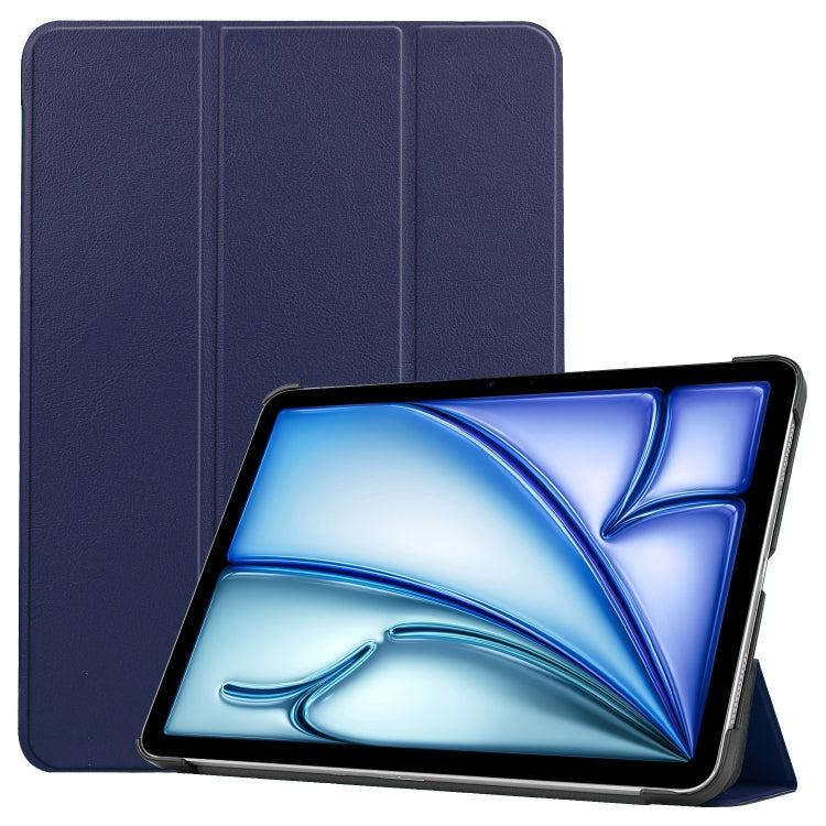 For iPad Air 11 2024 Custer Pure Color 3-Fold Holder Smart Leather Tablet Case(Blue) - iPad Air 11 2024 Cases by PMC Jewellery | Online Shopping South Africa | PMC Jewellery | Buy Now Pay Later Mobicred