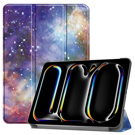 For iPad Pro 13 2024 Custer Painted 3-Fold Holder Smart Leather Tablet Case(Milky Way Nebula) - iPad Pro 13 2024 Cases by PMC Jewellery | Online Shopping South Africa | PMC Jewellery | Buy Now Pay Later Mobicred