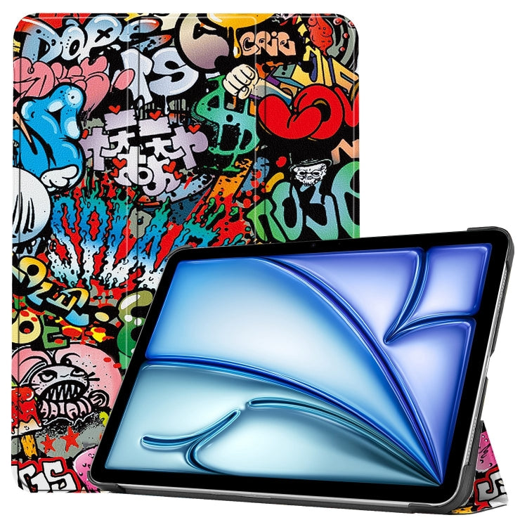 For iPad Air 13 2024 Custer Painted 3-Fold Holder Smart Leather Tablet Case(Graffiti) - iPad Air 13 2024 Cases by PMC TechLife | Online Shopping South Africa | PMC TechLife | Buy Now Pay Later Mobicred
