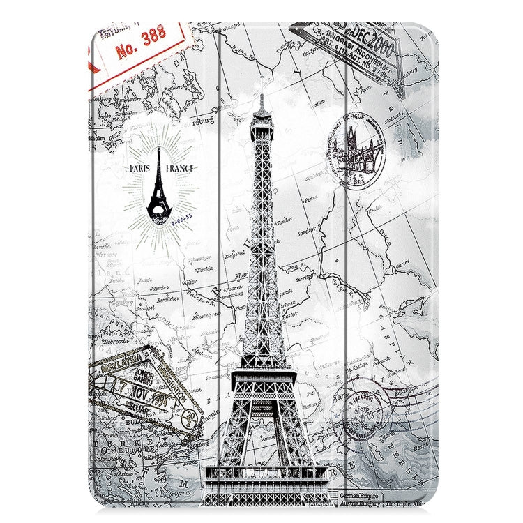 For iPad Pro 11 2024 Custer Painted 3-Fold Holder Smart Leather Tablet Case(Retro Tower) - iPad Pro 11 2024 Cases by PMC TechLife | Online Shopping South Africa | PMC TechLife | Buy Now Pay Later Mobicred