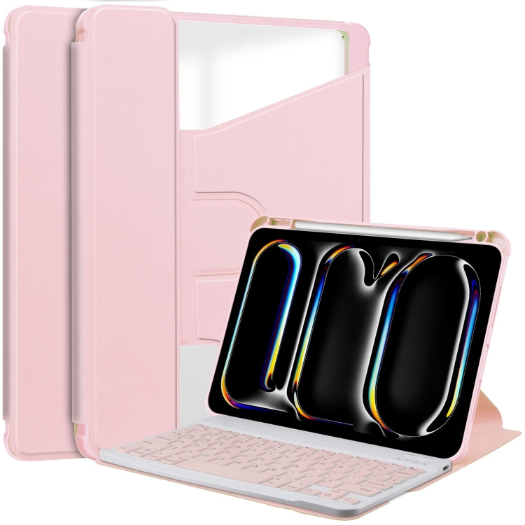 For iPad Pro 13 2024 Transparent Rotation Smart Leather Tablet Case with Keyboard(Pink) - iPad Pro 13 2024 Cases by PMC Jewellery | Online Shopping South Africa | PMC Jewellery | Buy Now Pay Later Mobicred