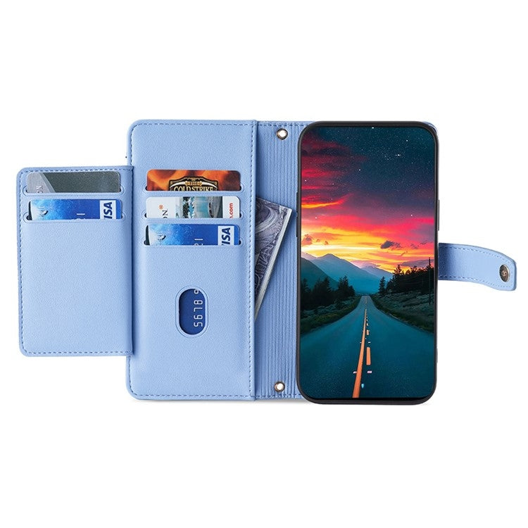 For Google Pixel 9 Sheep Texture Cross-body Zipper Wallet Leather Phone Case(Blue) - Google Cases by PMC TechLife | Online Shopping South Africa | PMC TechLife | Buy Now Pay Later Mobicred