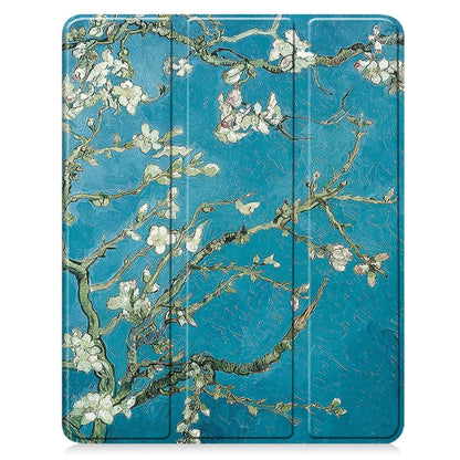 For iPad Air 13 2024 Custer Painted 3-Fold Holder Smart Leather Tablet Case with Pen Tray(Apricot Flower) - iPad Air 13 2024 Cases by PMC Jewellery | Online Shopping South Africa | PMC Jewellery | Buy Now Pay Later Mobicred