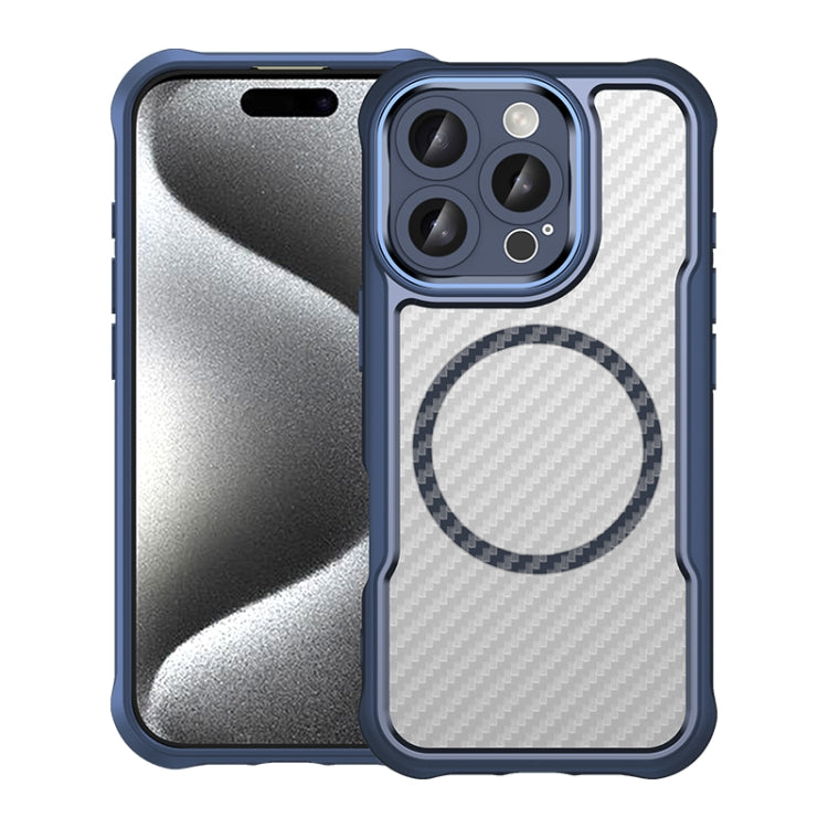 For iPhone 16 Pro Carbon Fiber Texture MagSafe Translucent Phone Case(Blue) - iPhone 16 Pro Cases by PMC Jewellery | Online Shopping South Africa | PMC Jewellery | Buy Now Pay Later Mobicred