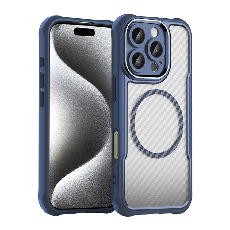 For iPhone 16 Pro Carbon Fiber Texture MagSafe Translucent Phone Case(Blue) - iPhone 16 Pro Cases by PMC Jewellery | Online Shopping South Africa | PMC Jewellery | Buy Now Pay Later Mobicred