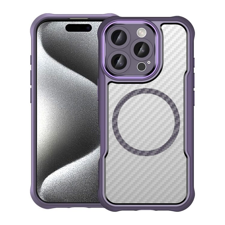 For iPhone 16 Pro Carbon Fiber Texture MagSafe Translucent Phone Case(Purple) - iPhone 16 Pro Cases by PMC Jewellery | Online Shopping South Africa | PMC Jewellery | Buy Now Pay Later Mobicred