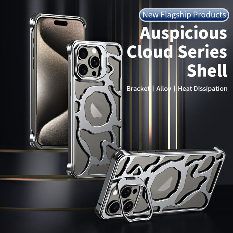 For iPhone 16 Pro Max Auspicious Cloud Series MagSafe Metal Phone Case with Bracket(Grey) - iPhone 16 Pro Max Cases by PMC Jewellery | Online Shopping South Africa | PMC Jewellery | Buy Now Pay Later Mobicred