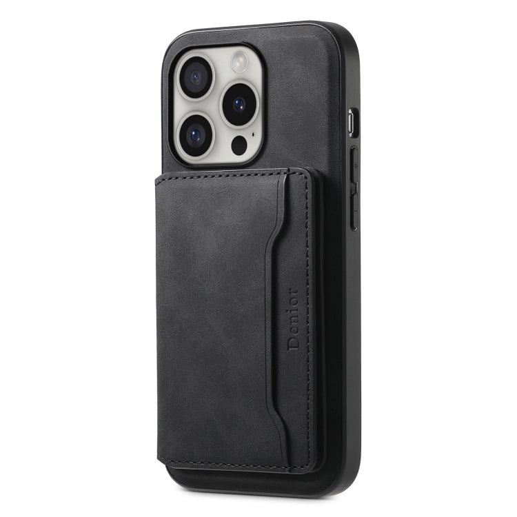 For iPhone 16 Pro Max Denior D13 Retro Texture Leather MagSafe Card Bag Phone Case(Black) - iPhone 16 Pro Max Cases by Denior | Online Shopping South Africa | PMC Jewellery | Buy Now Pay Later Mobicred