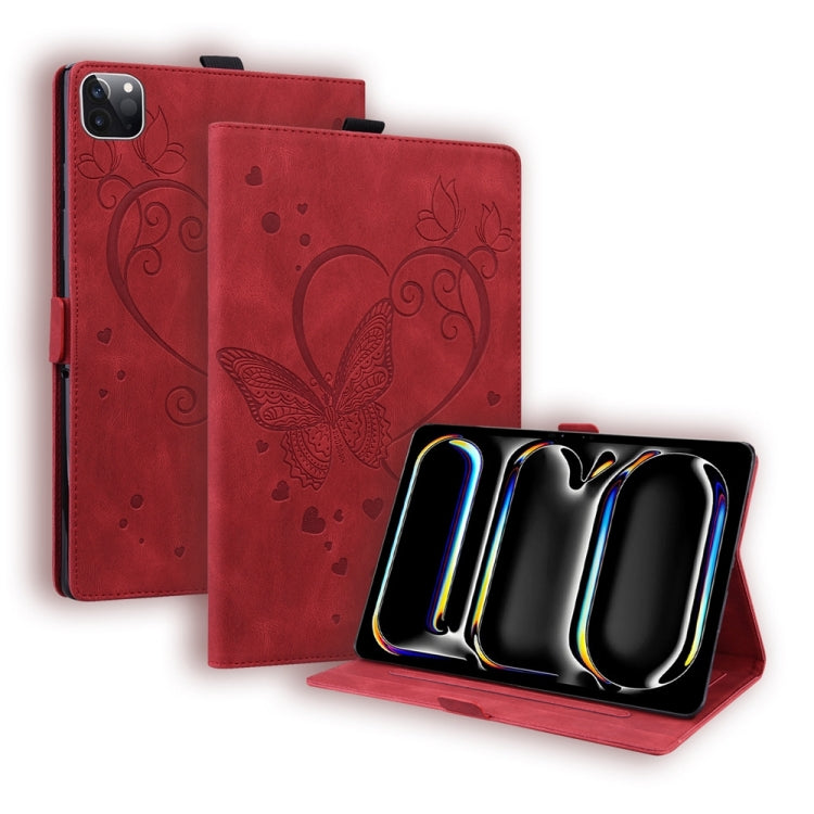 For iPad Pro 13 2024 Love Butterfly Embossed Leather Tablet Case(Red) - iPad Pro 13 2024 Cases by PMC Jewellery | Online Shopping South Africa | PMC Jewellery | Buy Now Pay Later Mobicred