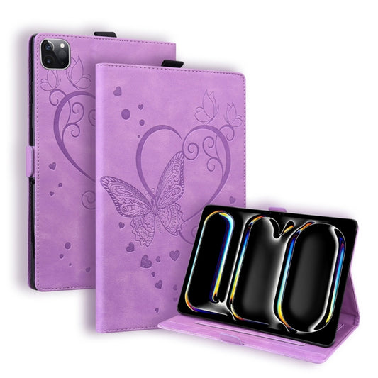 For iPad Pro 11 2024 Love Butterfly Embossed Leather Tablet Case(Purple) - iPad Pro 11 2024 Cases by PMC Jewellery | Online Shopping South Africa | PMC Jewellery | Buy Now Pay Later Mobicred