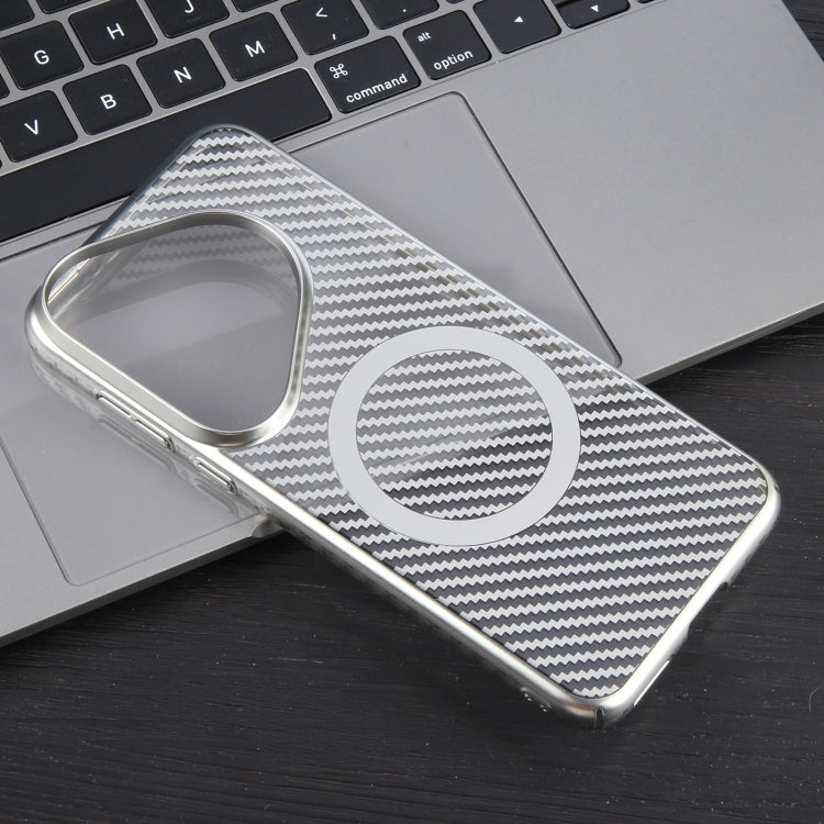 For Huawei Pura 70 Pro /70 Pro+ 6D Plated Carbon Fiber Clear Magsafe PC Phone Case(Starlight Silver) - Huawei Cases by PMC Jewellery | Online Shopping South Africa | PMC Jewellery | Buy Now Pay Later Mobicred