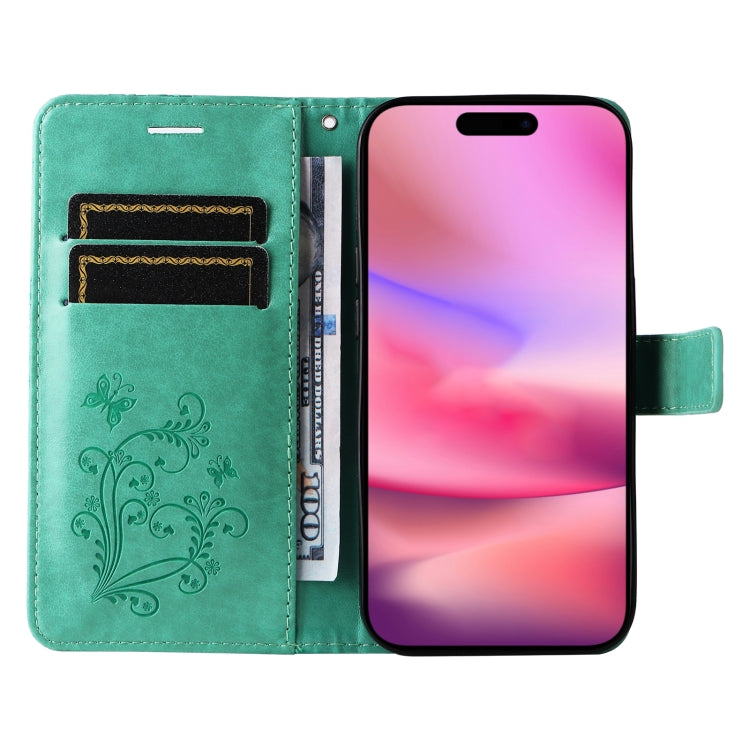 For iPhone 16 3D Butterfly Embossed Pattern Flip Leather Phone Case(Green) - iPhone 16 Cases by PMC Jewellery | Online Shopping South Africa | PMC Jewellery | Buy Now Pay Later Mobicred