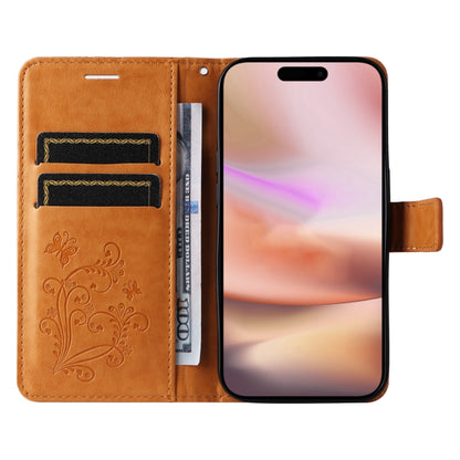 For iPhone 16 Plus 3D Butterfly Embossed Pattern Flip Leather Phone Case(Yellow) - iPhone 16 Plus Cases by PMC Jewellery | Online Shopping South Africa | PMC Jewellery | Buy Now Pay Later Mobicred