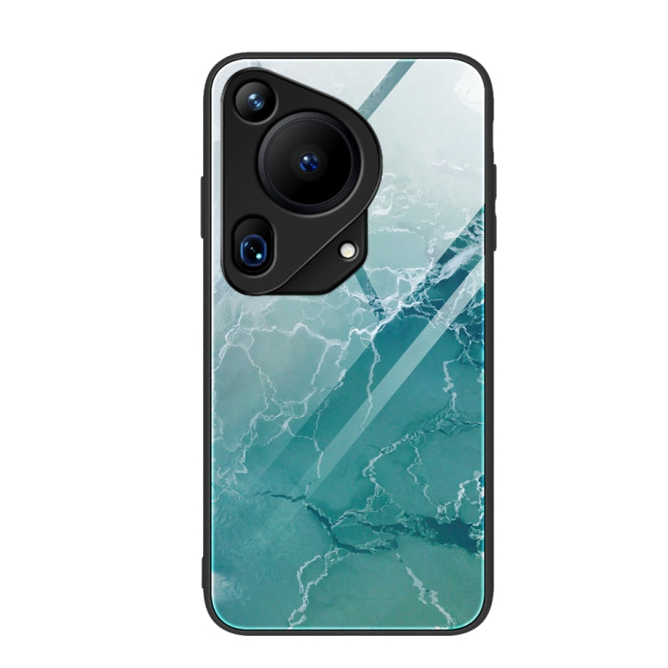 For Huawei Pura 70 Ultra Marble Pattern Glass Protective Phone Case(Green Ocean) - Huawei Cases by PMC Jewellery | Online Shopping South Africa | PMC Jewellery | Buy Now Pay Later Mobicred