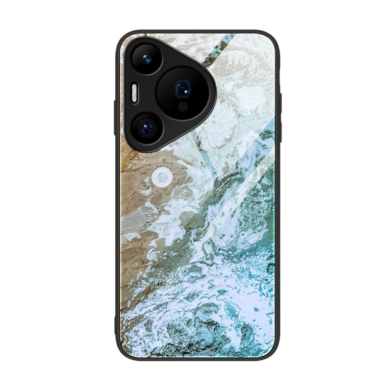 For Huawei Pura 70 Pro Marble Pattern Glass Protective Phone Case(Beach) - Huawei Cases by PMC Jewellery | Online Shopping South Africa | PMC Jewellery | Buy Now Pay Later Mobicred